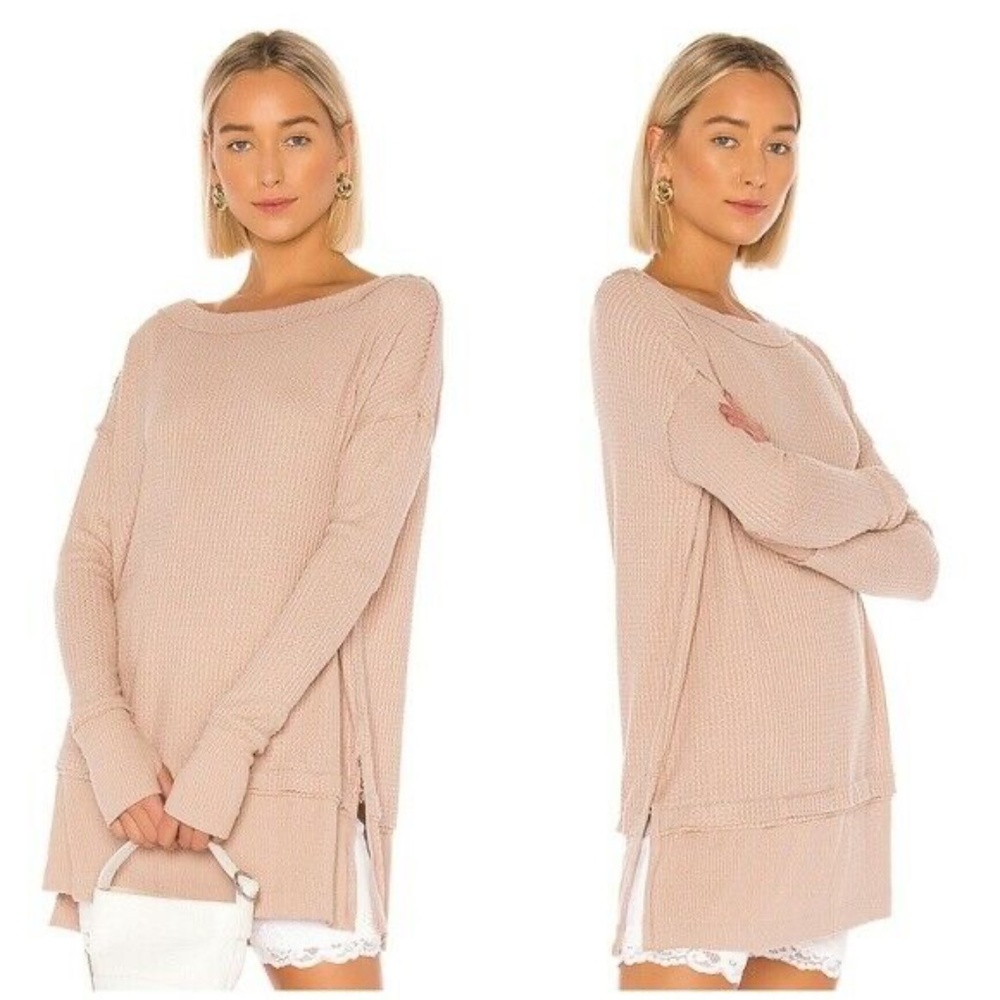 Free People Tan Sand North Shore Thermal Top - Picture 2 of 8